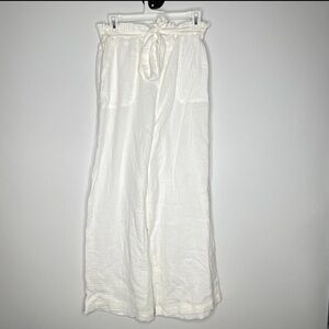 Anthropologie Saturday Sunday White Cotton Textured Crop Wide Leg Pants Womens S